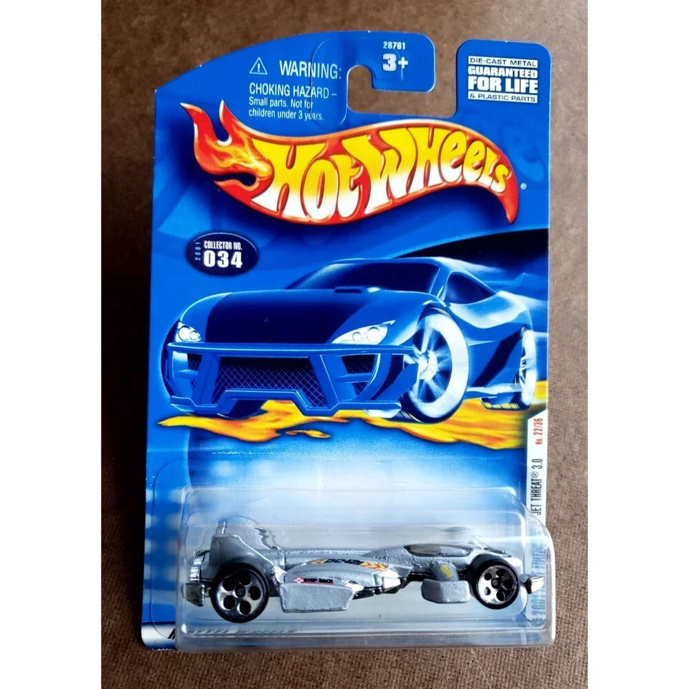 Hot Wheels JET THREAT 3.0 Gray 2001 First Editions #34 & Spectraflam II Blue #89